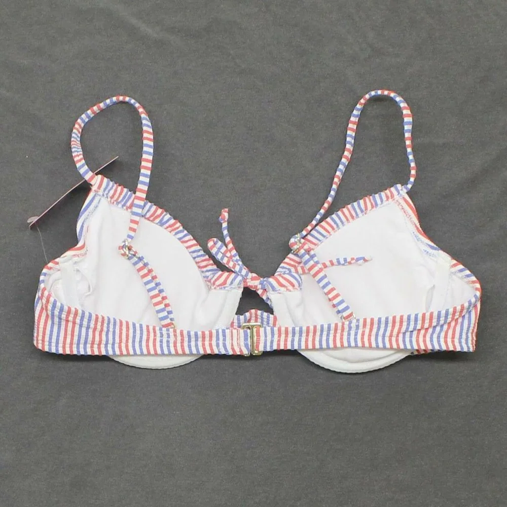 NWT Xhilaration Shirred Underwire Bikini Top Small Red / Blue White Stripe - Picture 3 of 7